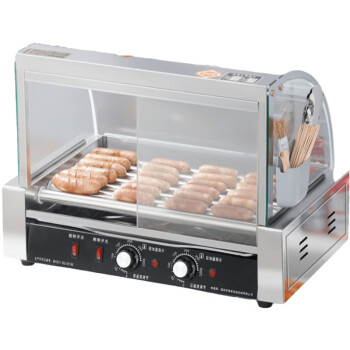 QKEJ   烤肠机商用热狗机小型全自动烤香肠机商用台式烤火腿肠机   7管+滑动门/齿轮款