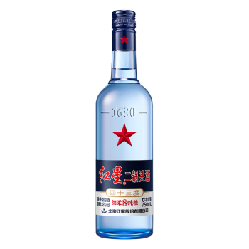 红星 二锅头蓝瓶绵柔8陈酿 清香型白酒 43度 750ml 单瓶装