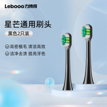 力博得（Lebooo）智能声波电动牙刷刷头 极夜黑·清洁型2支装（适用于星芒电动牙刷）