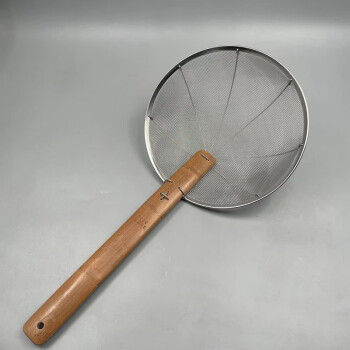 琶贝 竹柄不锈钢炸厘油炸过滤网加密漏勺32cm 厨房用勺  5个起售