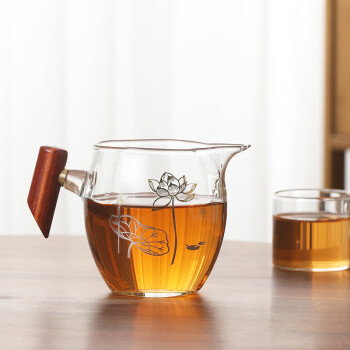 SUSHI CERAMICS茶具配件高硼硅玻璃公杯分茶器木雀公道杯-荷