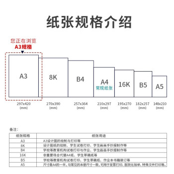 得力（deli）A3打印纸 80g500张*5包一箱 双面加厚绘图纸复印纸 手抄报画纸 整箱2500张7370