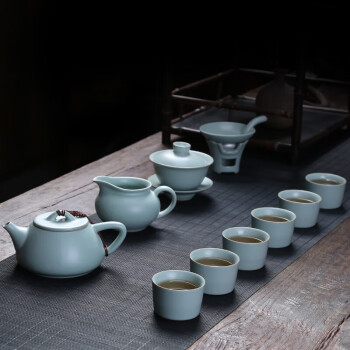 致年华（zhinianhua） 茶具套装 茶壶茶杯盖碗办公家用礼品套装 10头汝窑茶具-石瓢壶 1