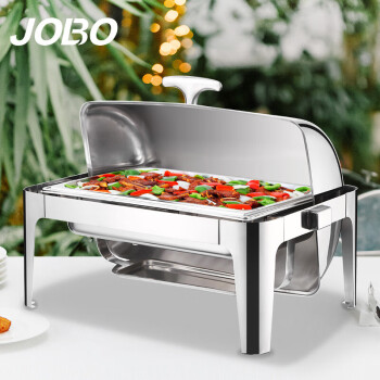 巨博（JOBO）自助餐炉布菲炉全钢翻盖单格盆保温炉14升 电加热+酒精加热两用款