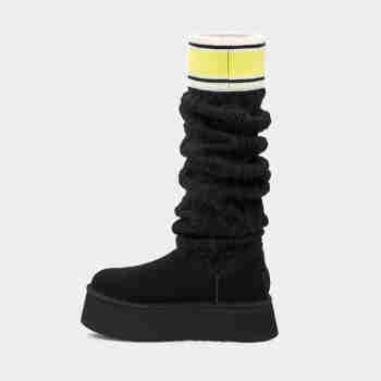 UGG防滑软底雪地靴Classic Sweater毛线口一脚蹬厚底女保暖中筒靴 black黑色 标准39/US8
