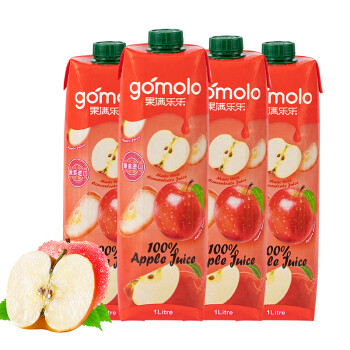 果满乐乐（gomolo）塞浦路斯进口100%苹果汁 100%纯果汁饮料 1升*4瓶
