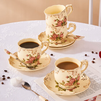友来福咖啡杯套装欧式陶瓷红茶杯下午茶杯子二杯碟带架子母亲节礼物