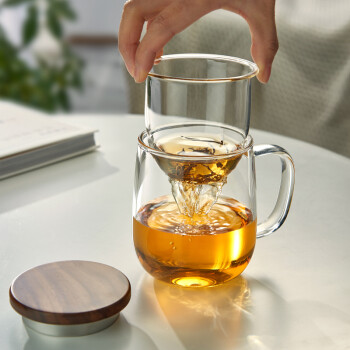 忆壶茶 茶杯分离 玻璃杯大容量办公杯泡茶杯带过滤茶水分离绿茶杯茶道杯