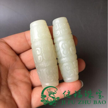 芠拉芠拉古玩玉器把件仿古老玉古玉桶珠吊坠玉佩玉雕老岫玉回纹天珠玉