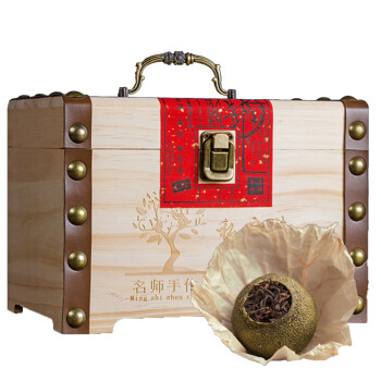 一号村小青柑木箱装私房茶大约50颗左右茶叶手提袋普洱茶纸色随机发