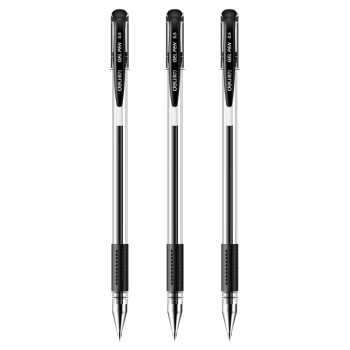 得力0.5mm办公中性笔 水笔签字笔子弹头 12支/盒黑色34567/6600ES