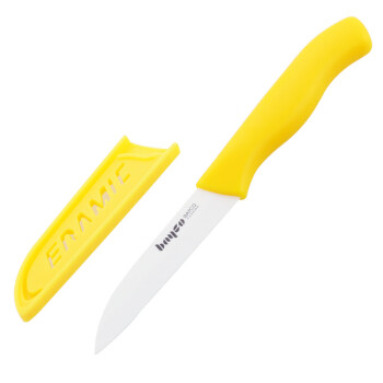 拜格（BAYCO）水果刀3寸带刀套陶瓷削皮刀便携刮皮刀刨皮刀削皮器黄色BD8004
