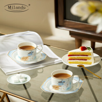 Milandu/米兰度 玉兰骨瓷咖啡杯碟套装 陶瓷下午茶具红茶杯高档礼盒装