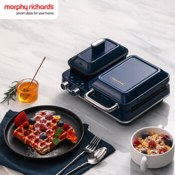 摩飞电器（Morphyrichards）电饼铛多功能早餐机家用吐司机双区料理三明治机 MR9086 轻奢蓝