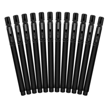 得力(deli)0.5mm黑色中性笔水笔签字笔 办公用品 子弹头磨砂杆S65