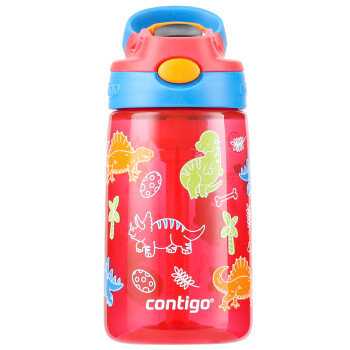 contigo康迪克儿童吸管水杯夏季运动塑料水杯HBC-GIZ233恐龙乐园400ml