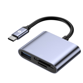 毕亚兹 Type-C3.0高速多功能读卡器 SD/TF3.0多合一 支持电脑手机iPad相机行车记录仪手机存储内存卡
