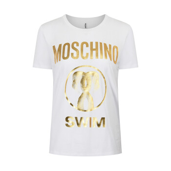 莫斯奇诺（moschino）女士火烈鸟系列白色棉质圆领短袖T恤 1906 2103 0001 M码