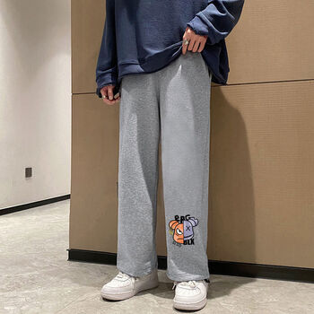 裤直筒阔腿裤新款束脚运动百搭帅气男士男生显高显瘦男式y42灰色3xl