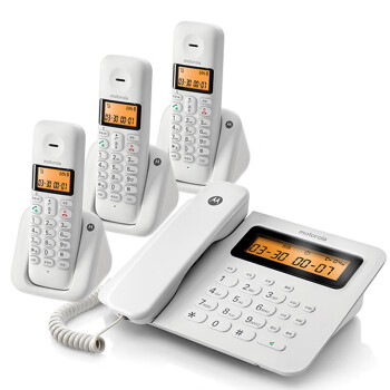摩托罗拉（Motorola） C2601C数字无绳电话机无线座机子母机办公家用 一拖三 白色