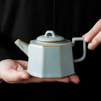初伍汝窑茶壶单壶陶瓷小茶壶开片汝瓷功夫茶具茶道红茶白茶泡茶器