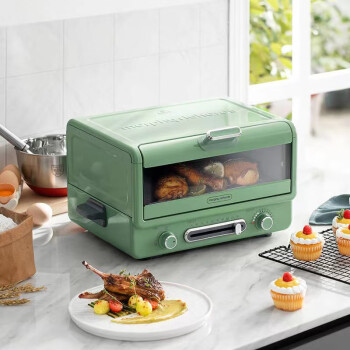 摩飞 电烤箱家用 迷你多功能煎烤一体小型 上下独立控温 12L 清新绿 MR8800