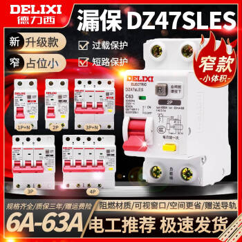 德力西DZ47sLES小型C型漏电保护断路器 3P/3P+N/4P上进线 16A 2P