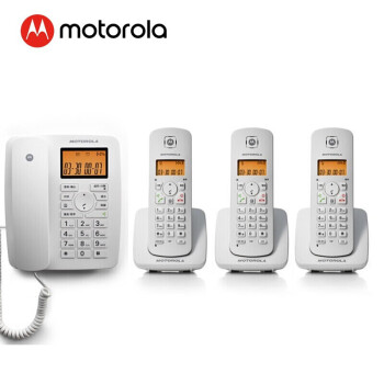摩托罗拉（Motorola）数字无绳电话机 无线座机 子母机一拖三 办公家用 免提 来电显示 低辐射)C4200C（白色）