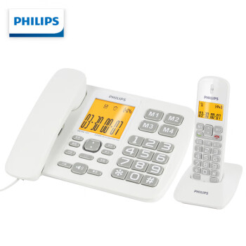飞利浦（PHILIPS）无绳电话机 无线座机 子母机 办公家用 一键拨号 内部对讲DCTG152一拖一 (白色)