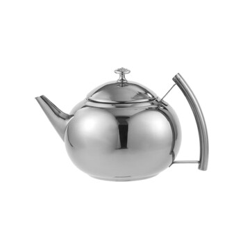 法豹（FATTBAO）餐厅加厚不锈钢小茶壶饭店茶水壶带滤网泡茶壶 银色明珠壶2L