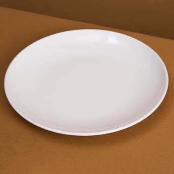 思钢 密胺餐盘 食堂自助餐密胺浅盘白色圆形餐盘28cm 10个