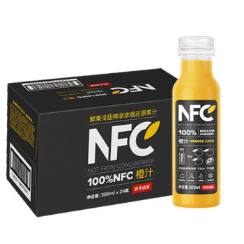 农夫山泉 NFC果汁饮料 100%NFC橙汁300ml*24瓶 整箱装