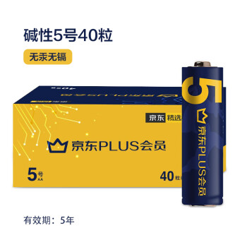 双鹿PLUS会员 双鹿5号碱性电池40粒大包装儿童玩具电子锁鼠标键盘遥控器