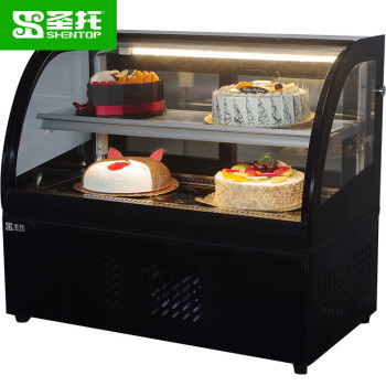 圣托（Shentop）商用立式保鲜冷藏柜 双门保温熟食柜风冷无霜 圆弧后开门台式蛋糕柜 STG-TH900