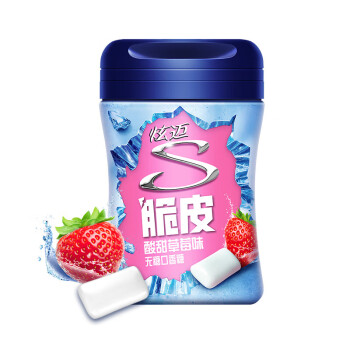 炫迈（Stride） 脆皮无糖口香糖 草莓味 清新口气休闲糖果40粒56g*12瓶
