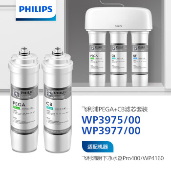 飞利浦（PHILIPS）家用净水器WP4160/PRO400原装复合活性炭滤芯套装 （WP3975+WP3977）