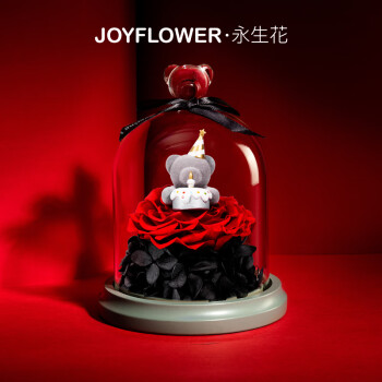 JoyFlower七夕情人节生日礼物女送女生朋友老婆永生花小熊玫瑰花鲜花实用