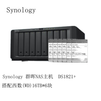 Synology DS1821+群晖nas主机 搭配西数(WD)16TB*6块 企业及商用