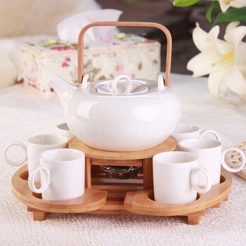 
                                        Bolesile博洛斯洛欧式陶瓷整套茶具套装咖啡杯茶壶茶杯套装功夫茶杯 带木架可加热                