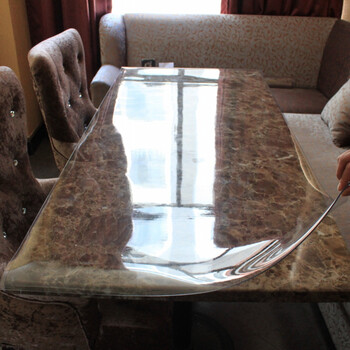 后博 透明彩色桌布 桌垫桌布 防水防油茶几垫 pvc水晶板 金色 90*160cm