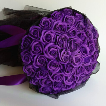 花束礼盒情人节生日礼品送女友爱人浪漫表白求婚 52朵紫色玫瑰圆形 无
