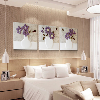 Snnei 匠心工艺皮质纯手工装饰画 沙发背景墙三联画 皮画壁画GH-P 美丽花语A款