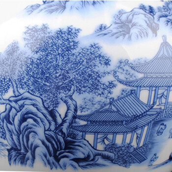 
                                                                                陶之念 景德镇陶瓷器 青花瓷山水三件套花瓶 盘子 现代时尚家居客厅摆设                
