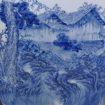 
                                                            一米丫丫丫 景德镇陶瓷器  家居客厅时尚摆件 青花瓷手绘山水花瓶 石榴瓶                