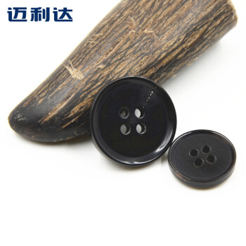 
                                                                                迈利达 牛角细边四眼精致纽扣 男装西服西裤休闲装扣子 黑色一颗 20mm                