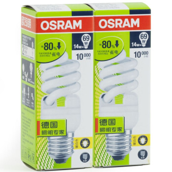 
                                        
                                        OSRAM欧司朗 螺旋型节能灯14W暖白色E27（2支装）                