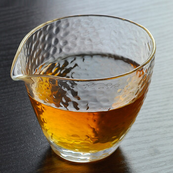 日本纯手工锤目公道杯槌目水晶公杯高档高硼玻璃分茶器茶海道具配件