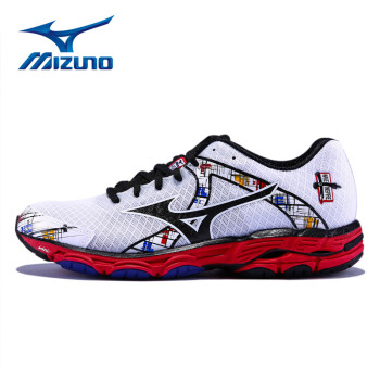 MIZUNO美津浓 J1GC144402 男女款 慢跑鞋 WAVE INSPIRE 10 黑色/白色/红色 40.5