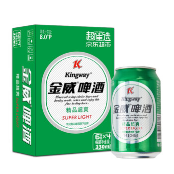 金威啤酒 （Kingway） 超爽啤酒8度330ml整箱装24听（京东定制款 雪花旗下）,降价幅度8.3%