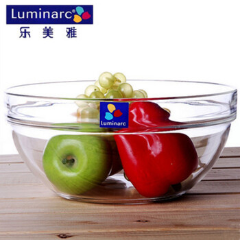 
                                                            乐美雅透明玻璃餐具创意简约家用中式汤碗套装微波炉适用 圆形17CM                